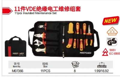 Set Cynnal a Chadw Inswleiddiedig 11pcs Gwneuthurwr Ffatri Tsieineaidd Maxpower LIYU