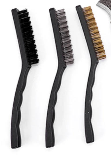 BRUSH WIRE 3PCS, BRASS-STEEL-NYLON, 23CM